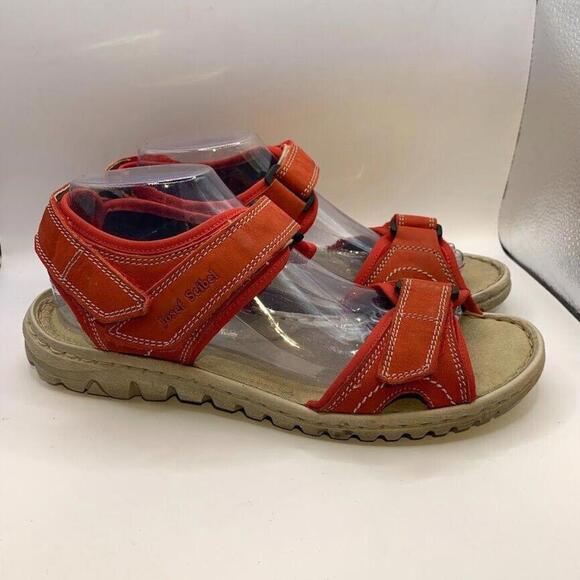 Josef Seibel Lucia 15 Womens Nubuck Leather Strappy Sandals In Red Size 11 - Picture 1 of 10